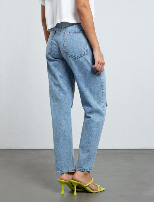 Jeans with rips.