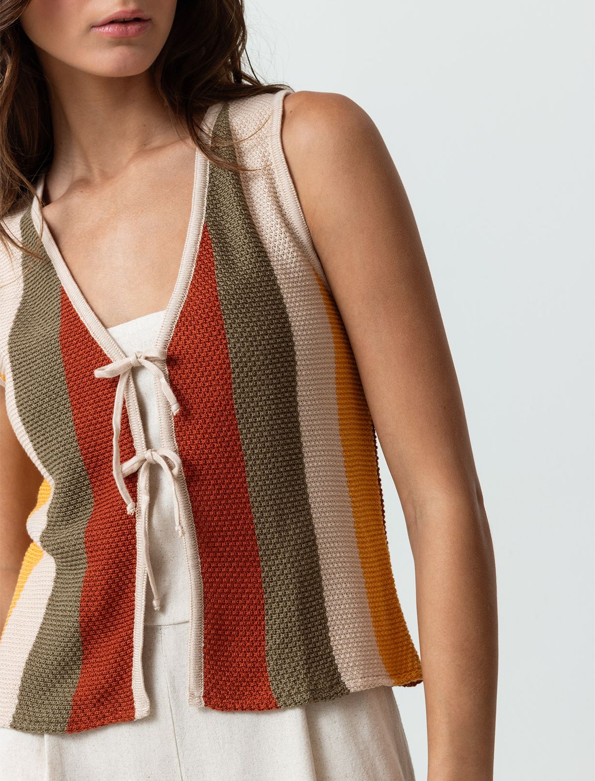 Striped knitted vest