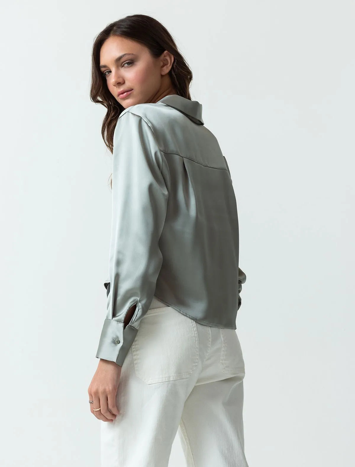 Satin V-neck Shirt